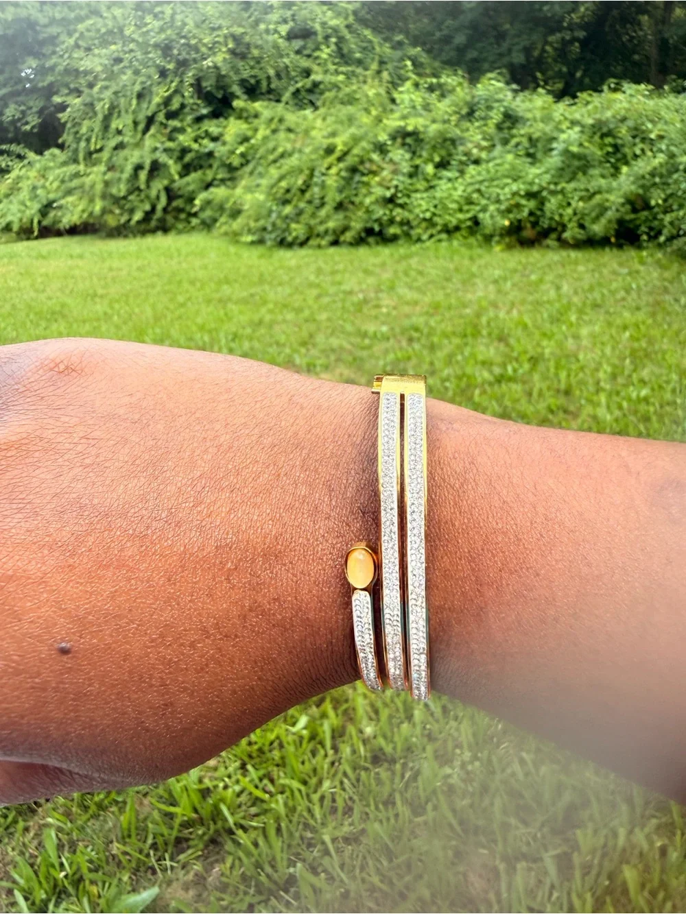 Gold Pave Double-Wrap Cuff Bracelet